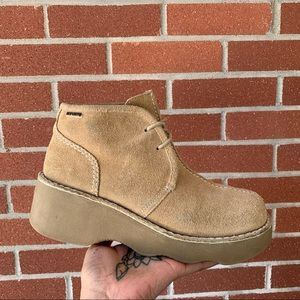 Vintage 90s Suede Platform Ankle Boots W8